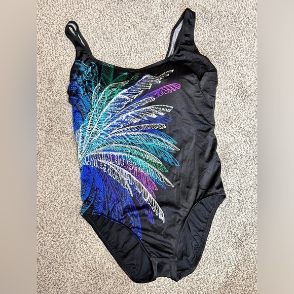 One piece Swimsuit plus 16 Swim Solutions Tummy Control shaper Bra support 3424 - Picture 10 of 15